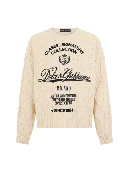 Sweter Dolce And Gabbana z napisami beżowy