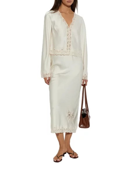 Fusta maxi Loveshackfancy din dantelă alb