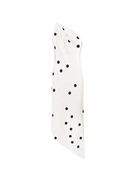 Rochie midi Anna October cu buline cu un umăr gol alb