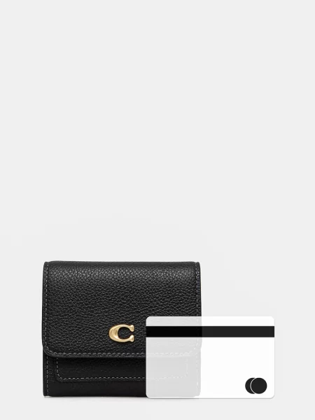 Coach портфейл дамски от кожа черно