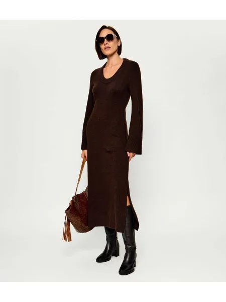 Tommy Hilfiger Rochie | cu adaos de mătase și lână maro