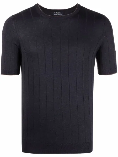 Tricou Barba de mătase cu nervuri albastru