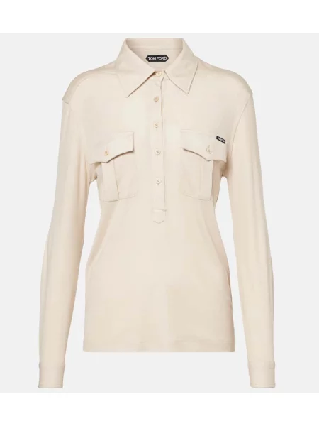 Top Tom Ford z dżerseju beżowy