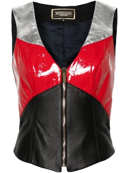 Vestă Mitiliane Couture din piele negru