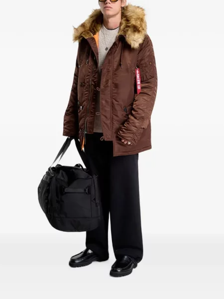 Kailio apdaila striukė Alpha Industries su kailiu ruda