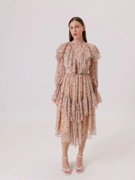 Alnest Сукня міді бежевий