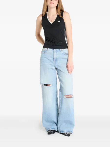 Top sport Adidas cu dungi de catifea cord tenis albastru