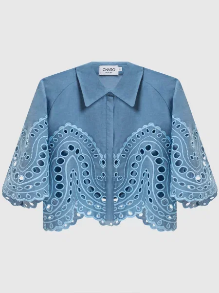 Укорочена блуза Storm Charo Ruiz синя