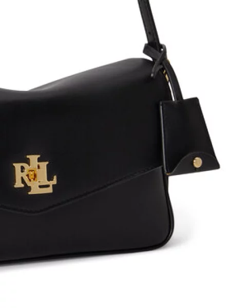 Usnjena crossbody torbica Lauren Ralph Lauren črna