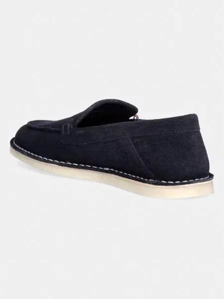 Tommy Hilfiger mokasyny zamszowe HILFIGER STITCHDOWN SUEDE LOAFER granatowe
