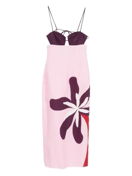 Rochie Cala De La Cruz cu model floral de costum roz
