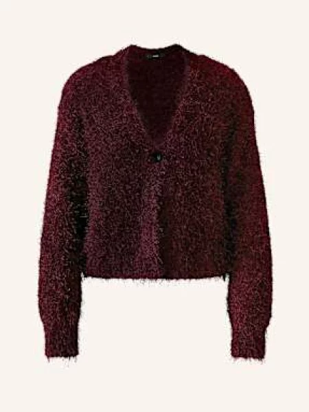 Oui Pletený Kardigan tmavě červená