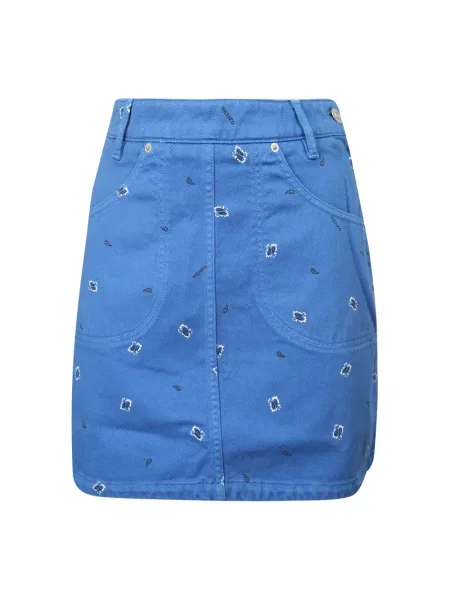 Spódnica Kenzo z wysoką talią z wzorem paisley niebieska