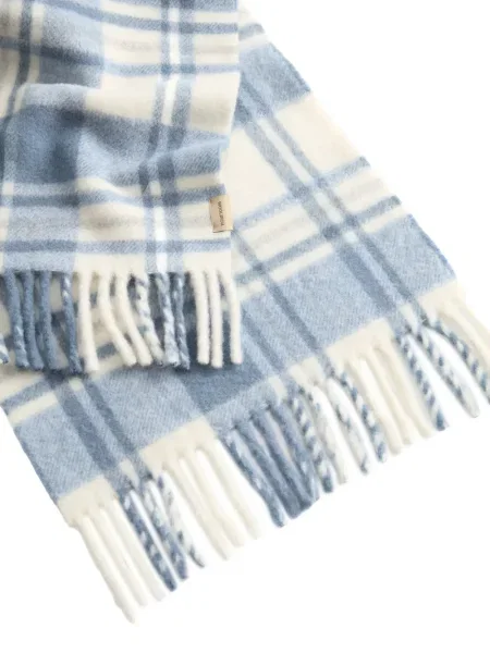 Καρό κασκόλ Woolrich με κρόσσια μπλε