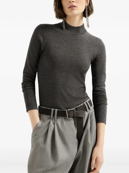 Lung tricou Brunello Cucinelli de lână gri