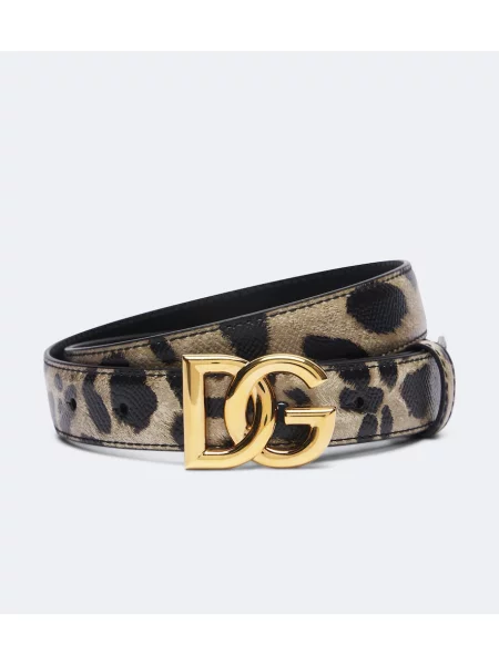 Curea Dolce&gabbana din piele cu imagine cu model leopard maro