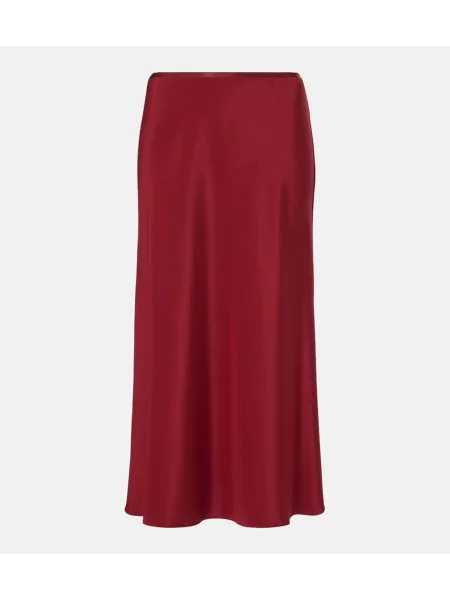 Fustă midi Max Mara de mătase până la genunchi roșu