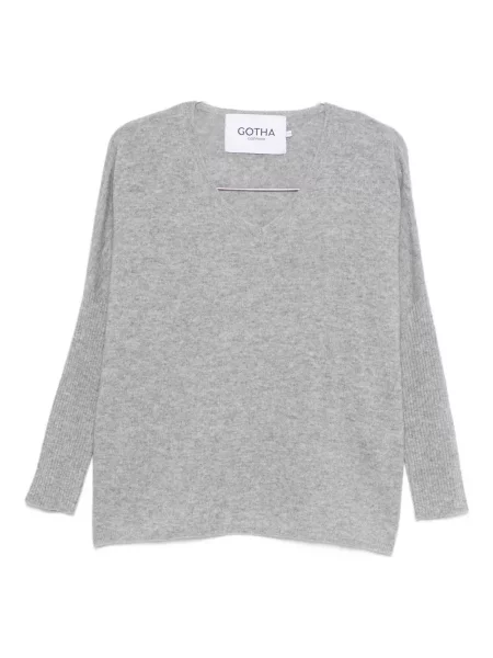Pulover Gotha cu decolteu în V gri