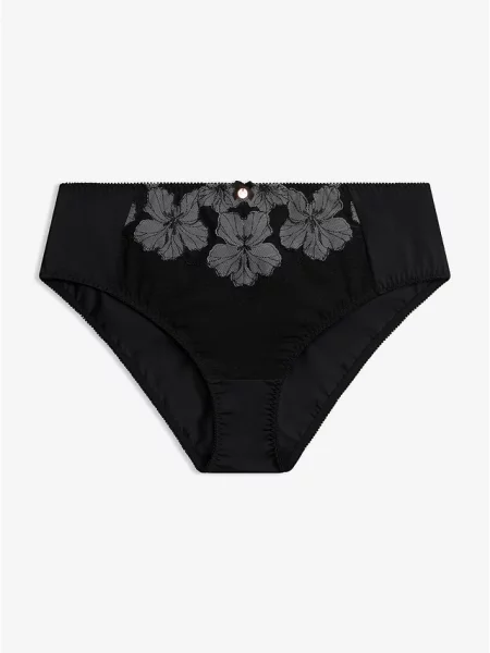 Figi maxi z eleganckim haftem czarne