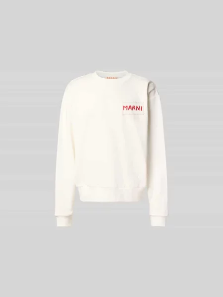 Bluza z detalem z logo Marni biała