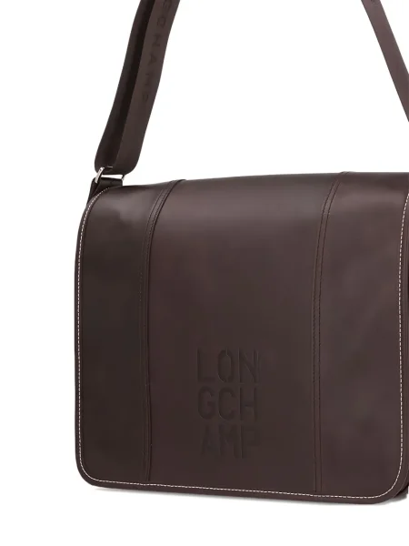 Body Longchamp din piele cu autograf maro