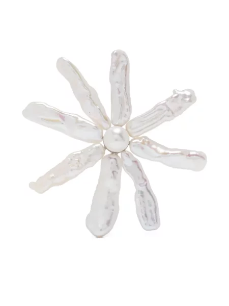 Cercei Simone Rocha cu model floral argintiu