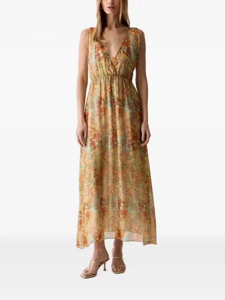 Rochie maxi Vicolo cu model floral galben
