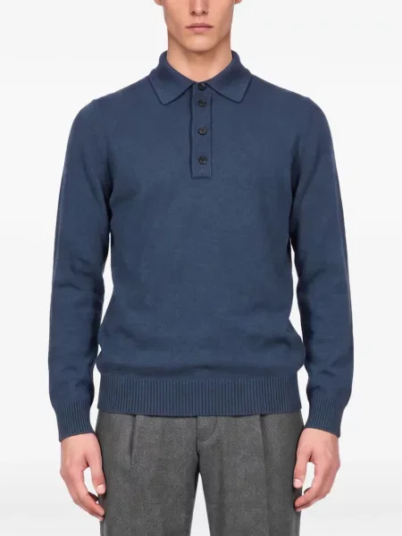 Lung tricou polo Zegna albastru