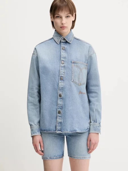 Τζιν πουκάμισο Fiorucci Open Back Embroidered Denim μπλε