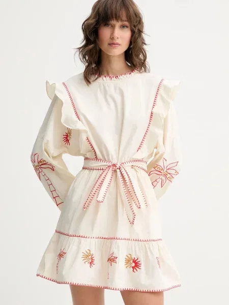 Never Fully Dressed rochie din mini evazați bej