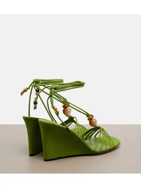 Semišové sandále Jimmy Choo na kline zelená