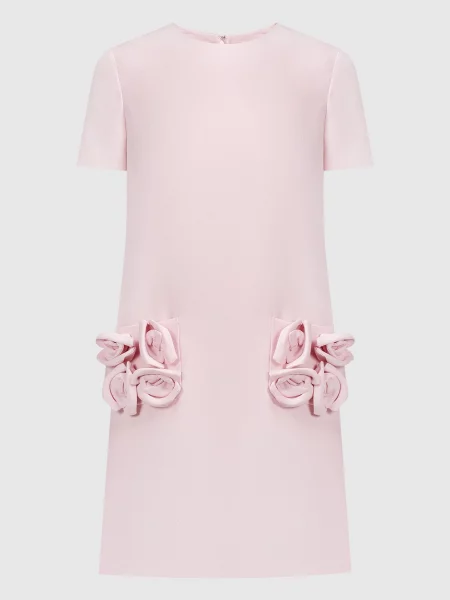 Сукня міні з аплікаціями у вигляді квітів Valentino рожева