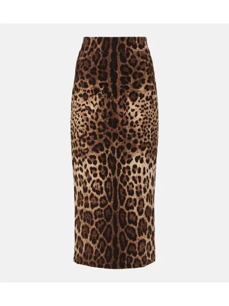 Fustă tip creion Dolce&gabbana de lână cu imagine cu model leopard