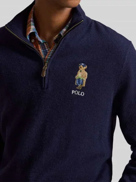 Sweter z czystej wełny o kroju regular fit Polo Ralph Lauren granatowy