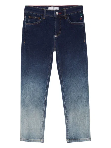 Jeansy straight leg dziecięce Philipp Plein niebieskie