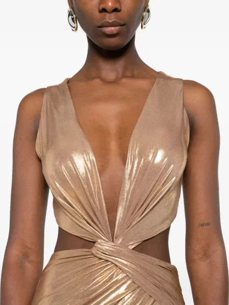 Rochie maxi Cristallini de costum auriu