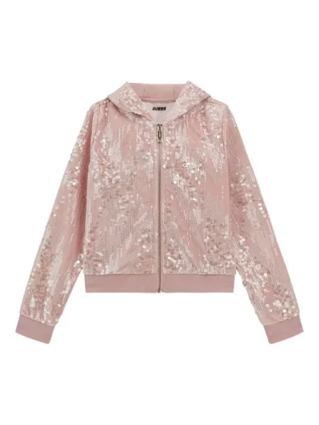 Bluza z kapturem dziecięca Guess różowa