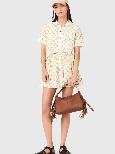 Сорочка Maje в квіточку з принтом жовта
