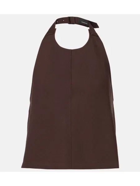 Top Wardrobe.nyc de lână cu gât halter maro