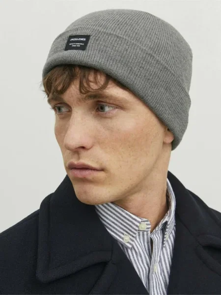 JACK & JONES Sapka DNA melír / fekete / fehér szürke