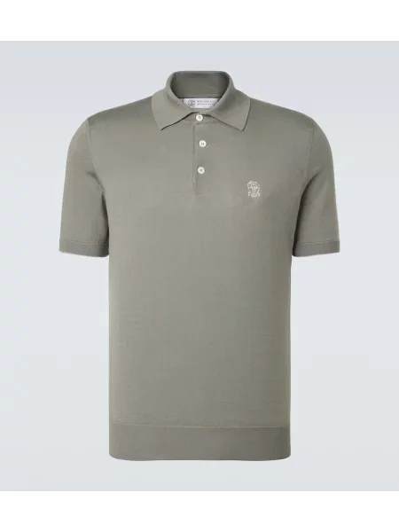 Tricou polo Brunello Cucinelli cu autograf verde