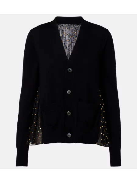 Cardigan Sacai cu imagine negru