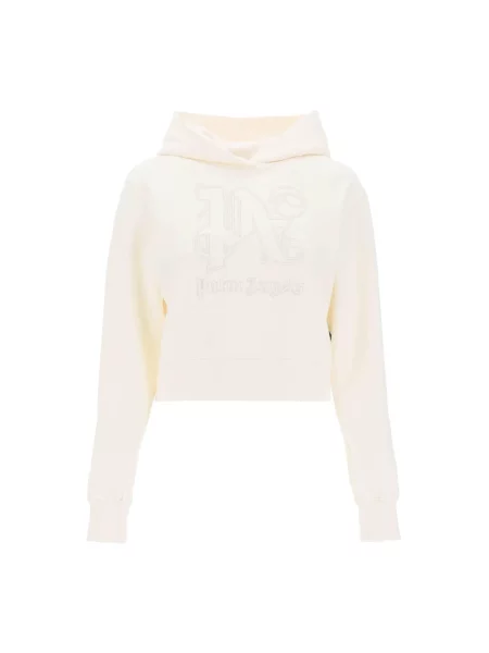 Krótka bluza z kapturem Palm Angels z kapturem biała