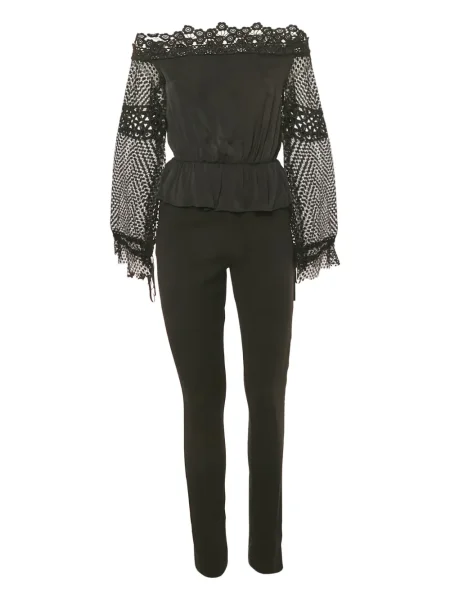 Salopetă Self-portrait din dantelă negru