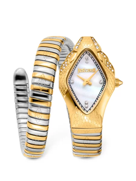 Ceas Just Cavalli cu model piele de șarpe alb