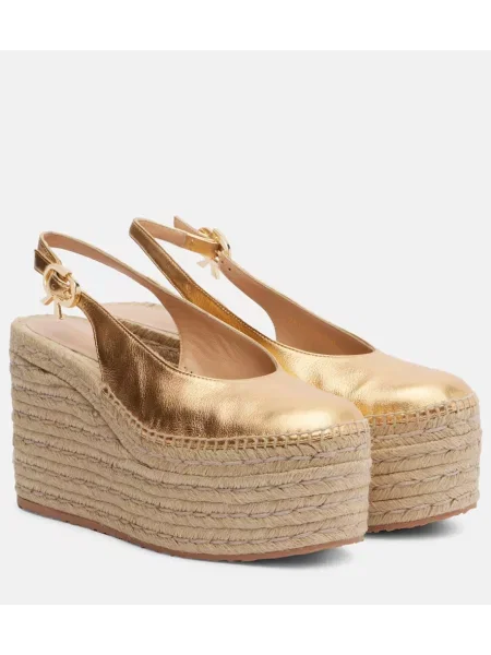 Espadrile Gianvito Rossi din piele cu platformă auriu