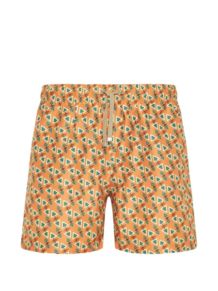 Slip de baie Benibeca cu imagine cu imprimeu geometric portocaliu