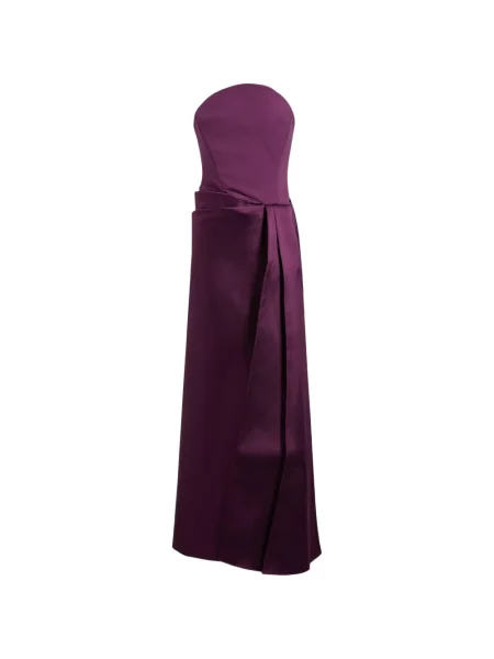 Rochie maxi Solace London drapată fără bretele violet