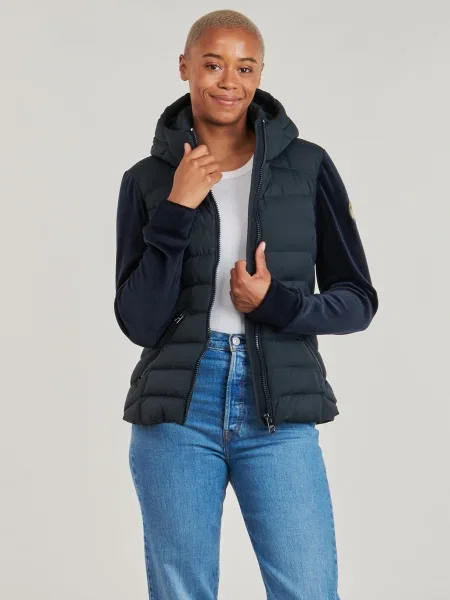 Geacă Superdry cu glugă albastru