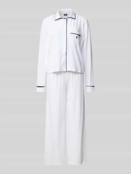 Piżama z wyhaftowanymi logo model ‘POLO ESSENTIALS’ Polo Ralph Lauren biała